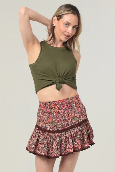 Black Floral Skort