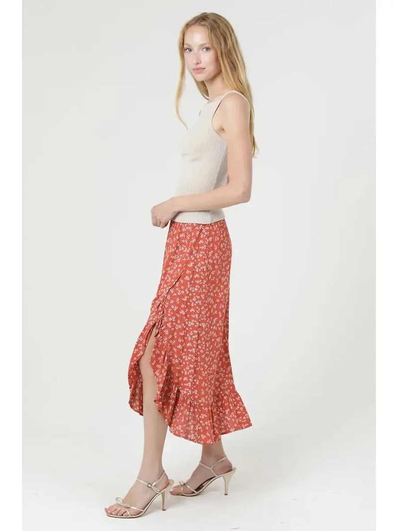 Side Slit Ruffle Skirt