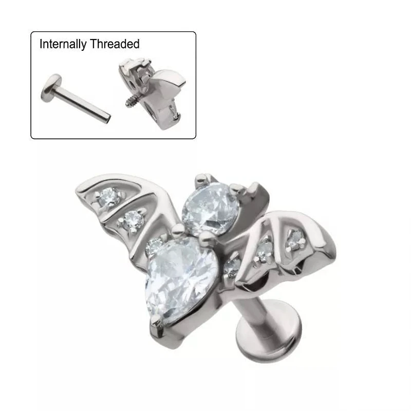 Bat With Prong Gems Labret