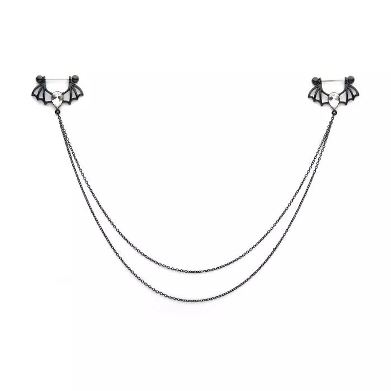 Bat Tear CZ Double Chain Connecting