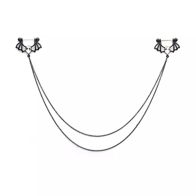 Bat Tear CZ Double Chain Connecting