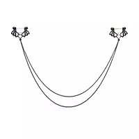 Bat Tear CZ Double Chain Connecting