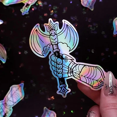 Battle Axe & Gauntlet - Holographic Sticker