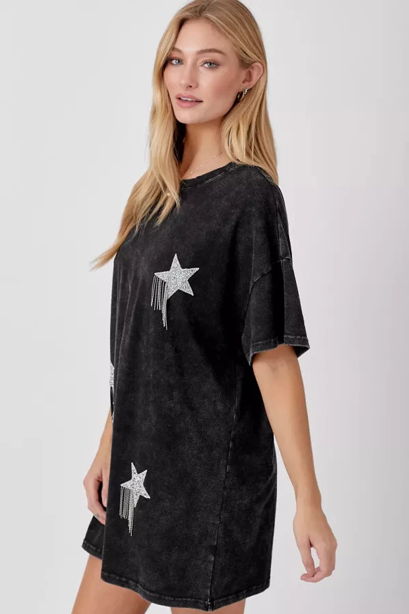 T-Shirt Dress W Star Patch Detail