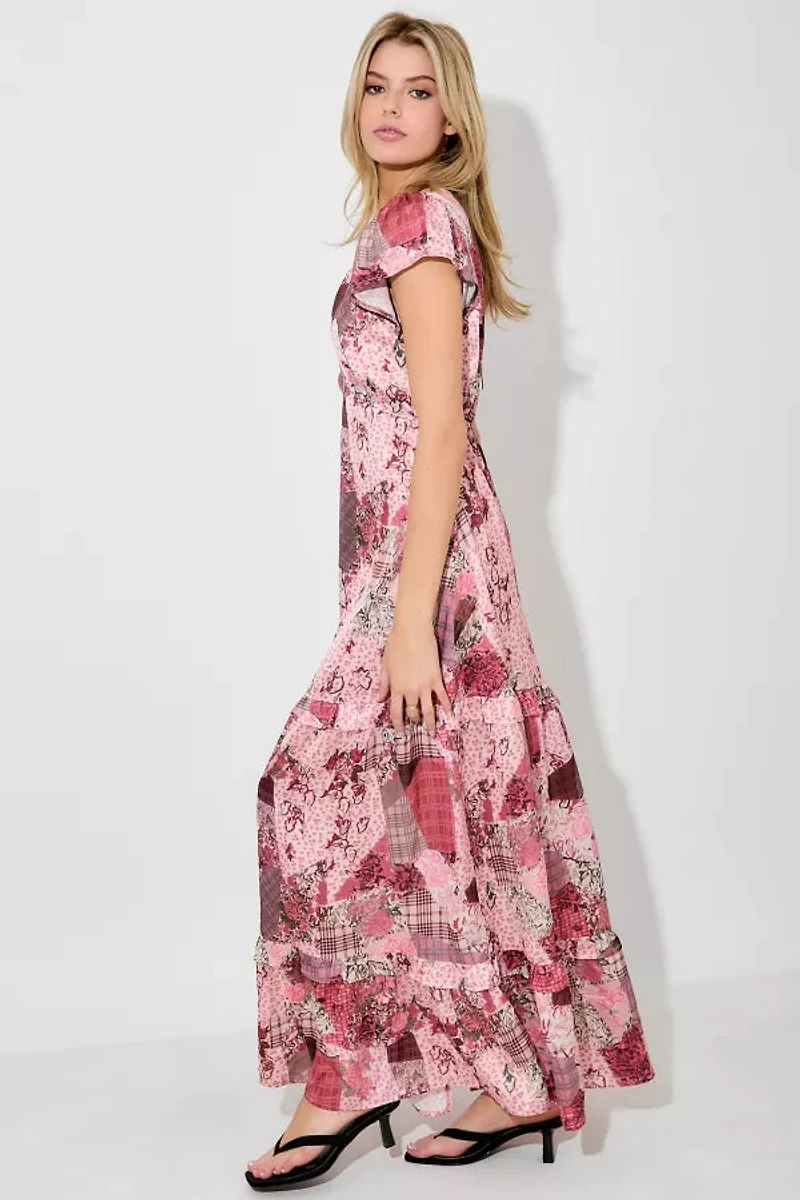 Pink Multi Print Maxi Dress