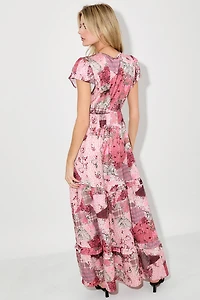 Pink Multi Print Maxi Dress