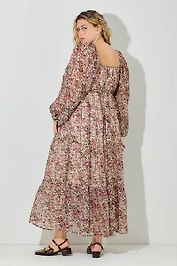 Printed Floral Teired Maxi Dress Plus