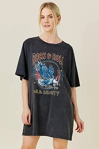 Rock N Roll Graphic T-Shirt Dress