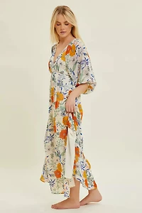 Floral Chiffon Back Tie Maxi Dress
