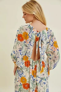 Floral Chiffon Back Tie Maxi Dress
