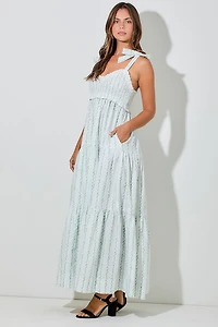 Ivory And Blue Floral Maxi Dress