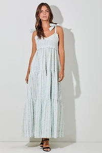 Ivory And Blue Floral Maxi Dress