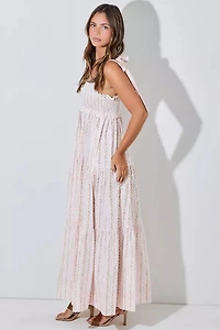 Ivory And Pink Floral Maxi Dress