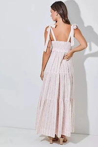 Ivory And Pink Floral Maxi Dress