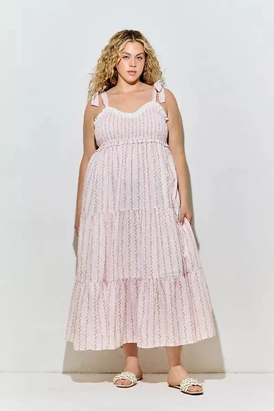 Print Mix Tie Strap Maxi Dress Plus