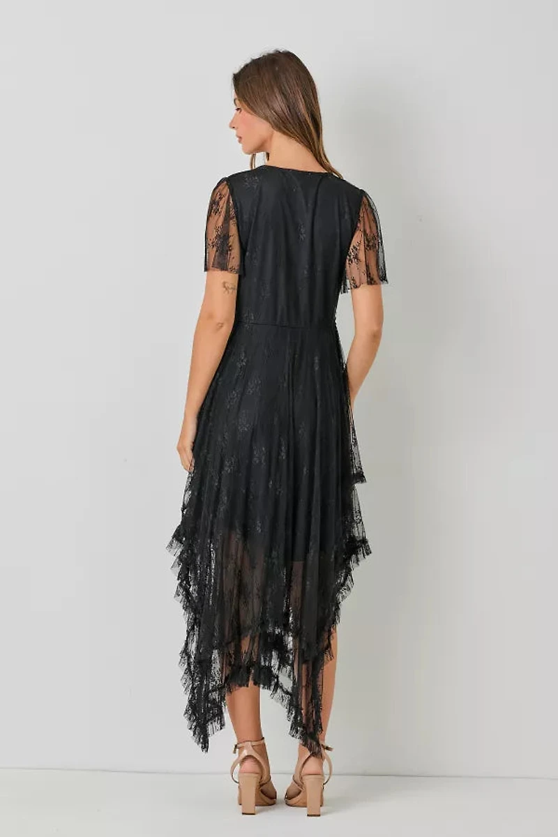 Embellished Lace Hem Dress