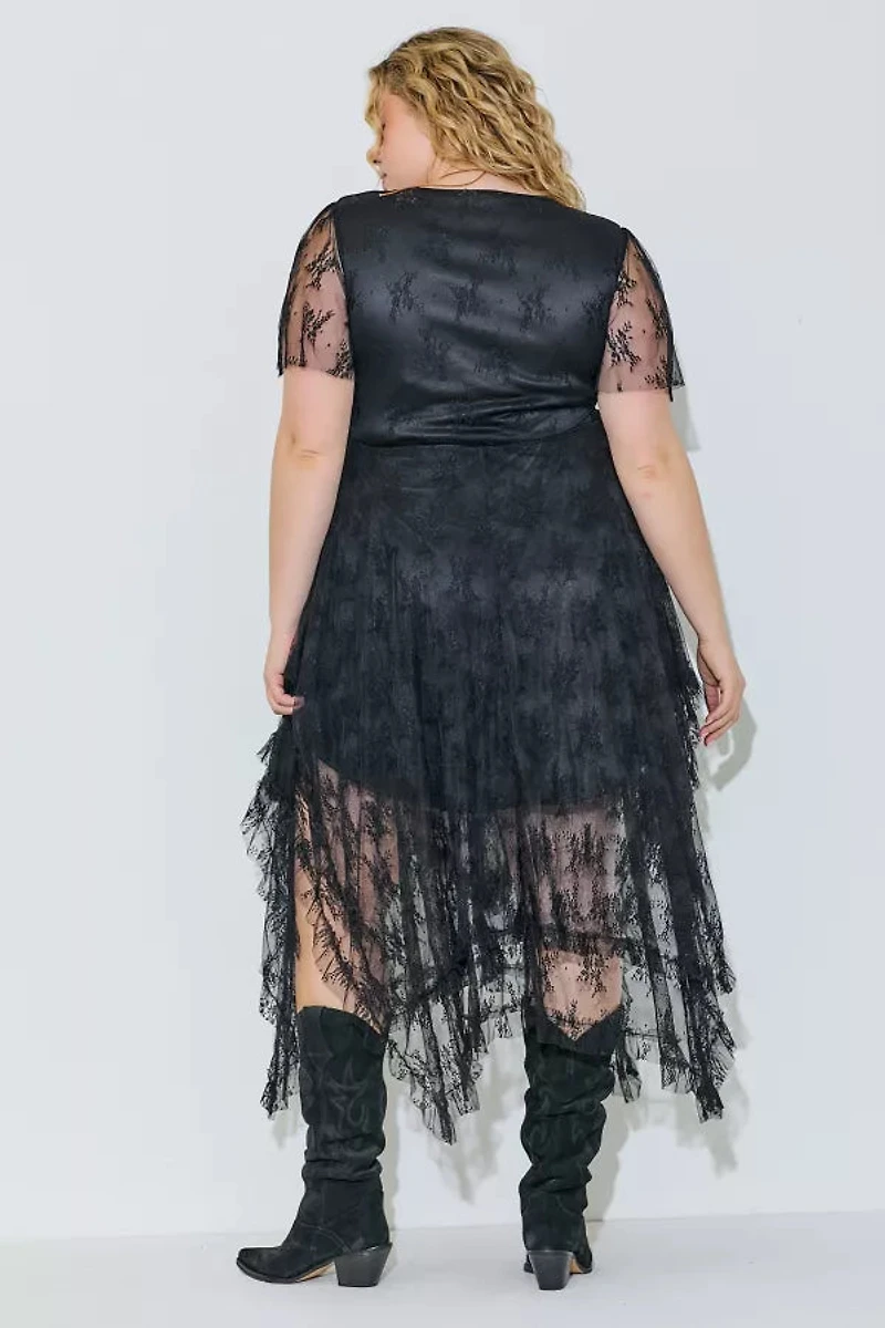 Embellished Lace Hem Plus Dress