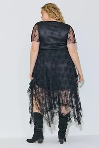 Embellished Lace Hem Plus Dress