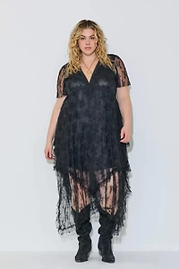 Embellished Lace Hem Plus Dress