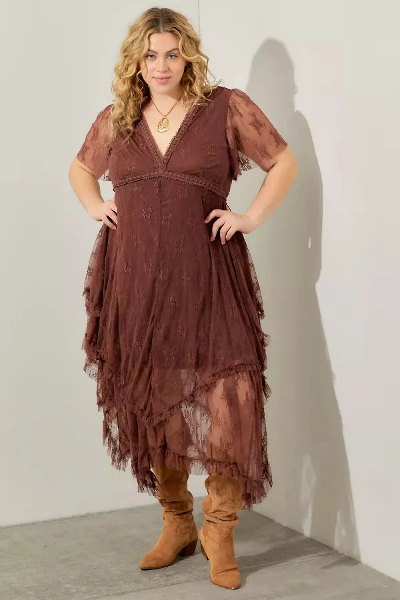 Embellished Lace Hem Dress