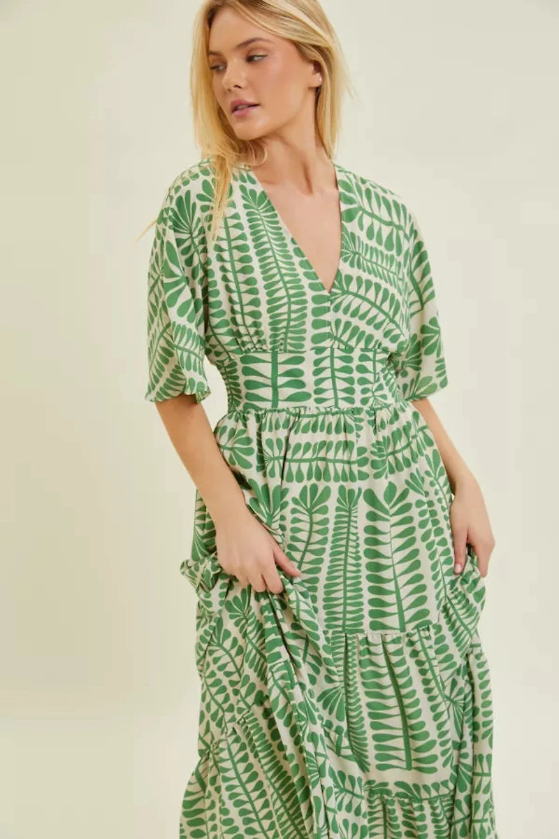 Plant Print Maxi Dress