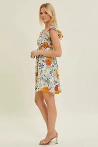 Floral Ruffle Sleeve Dress