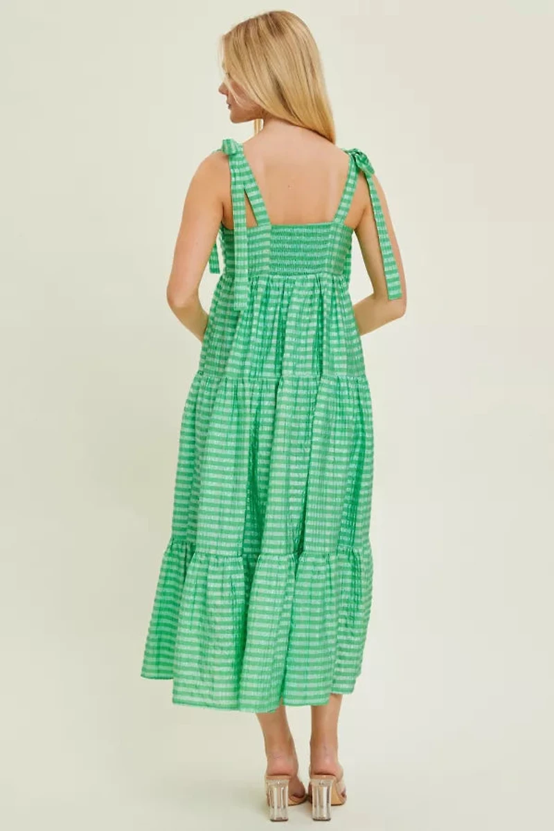 Gingham Shoulder Tie Dress