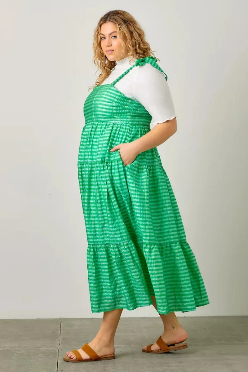 Gingham Shoulder Tie Dress