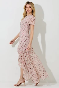 Blush Floral Print Maxi Dress