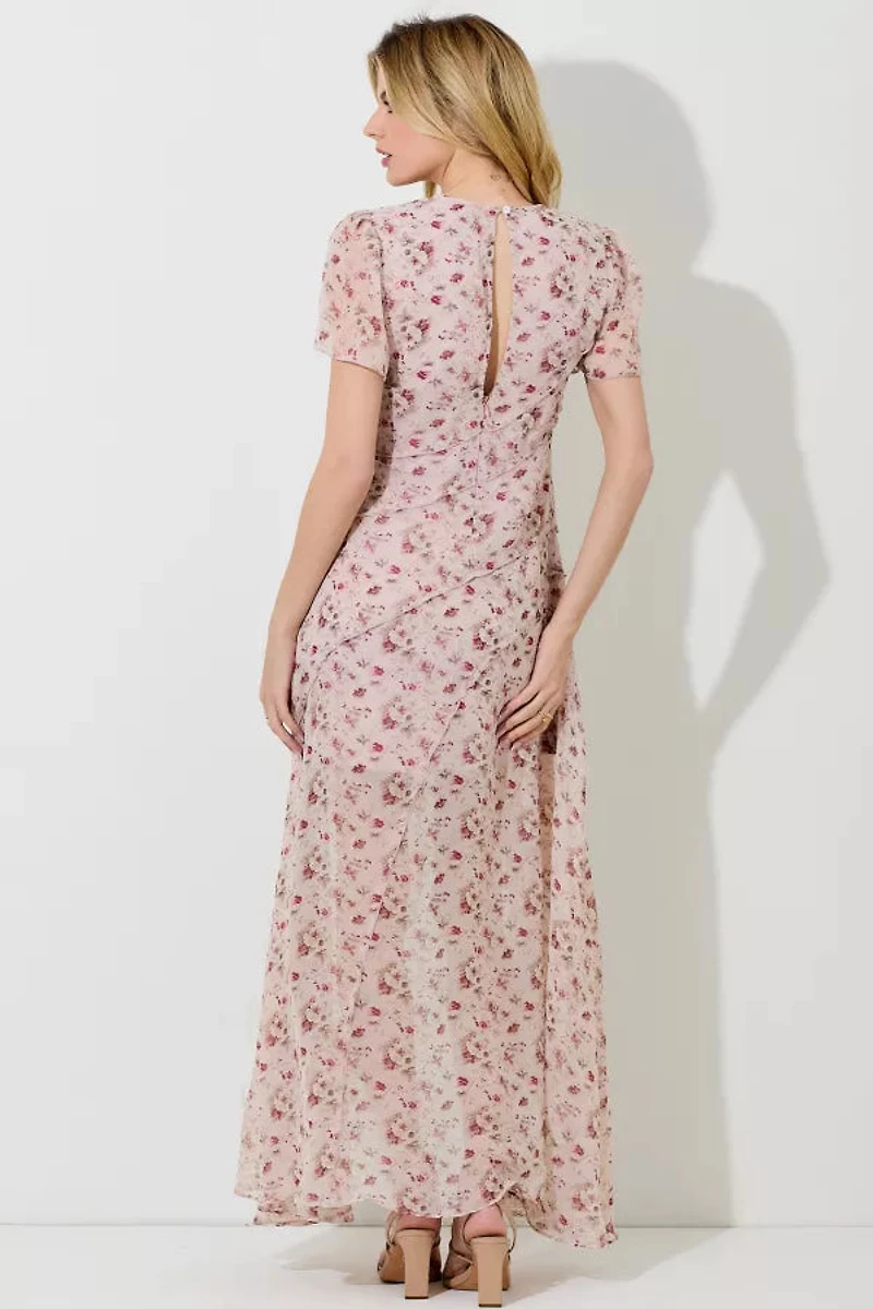 Blush Floral Print Maxi Dress