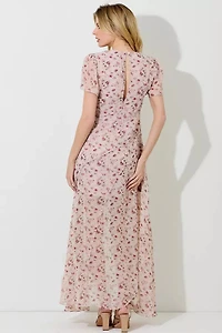Blush Floral Print Maxi Dress