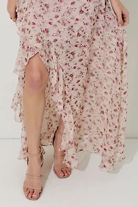 Blush Floral Print Maxi Dress