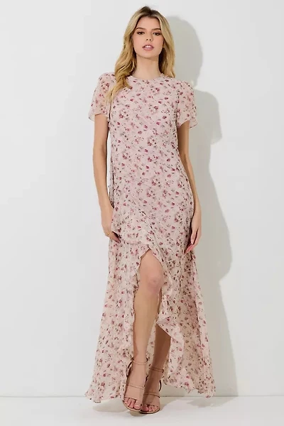 Blush Floral Print Maxi Dress