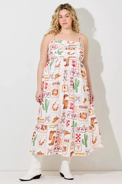 Western Print Maxi Dress