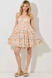 Coral Multi Floral Print Ruffle Top