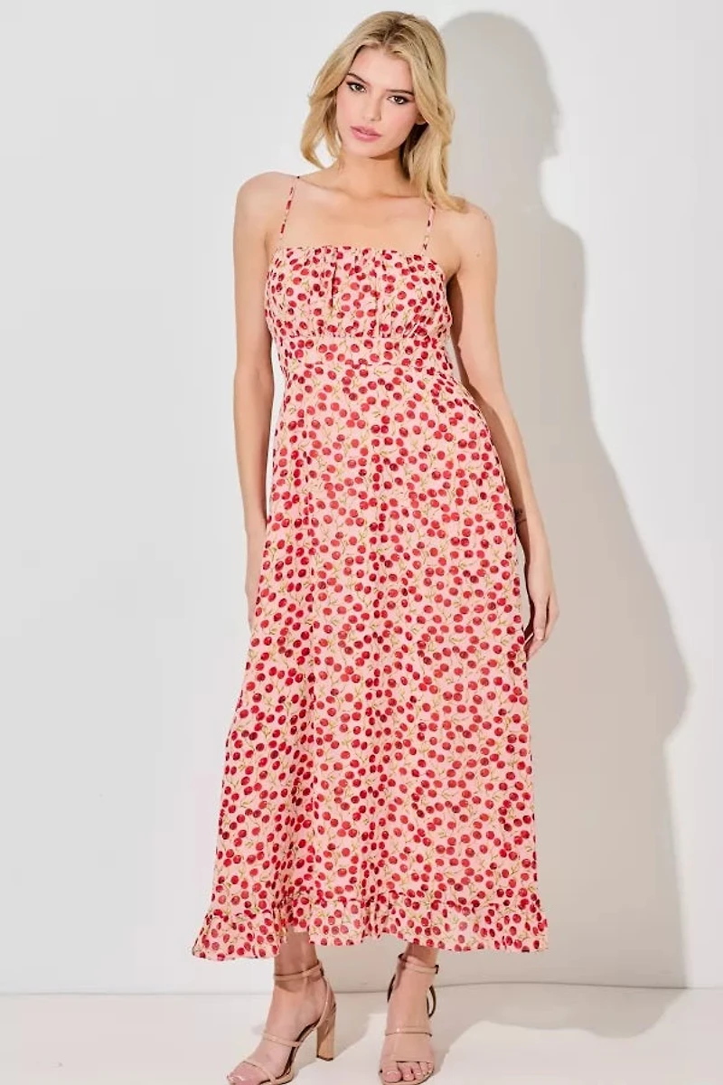Cherry Print Maxi Dress