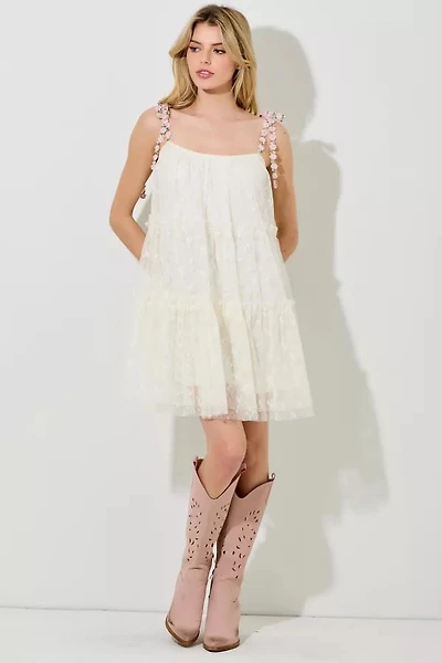 Shoulder Tie Lace Mini Dress