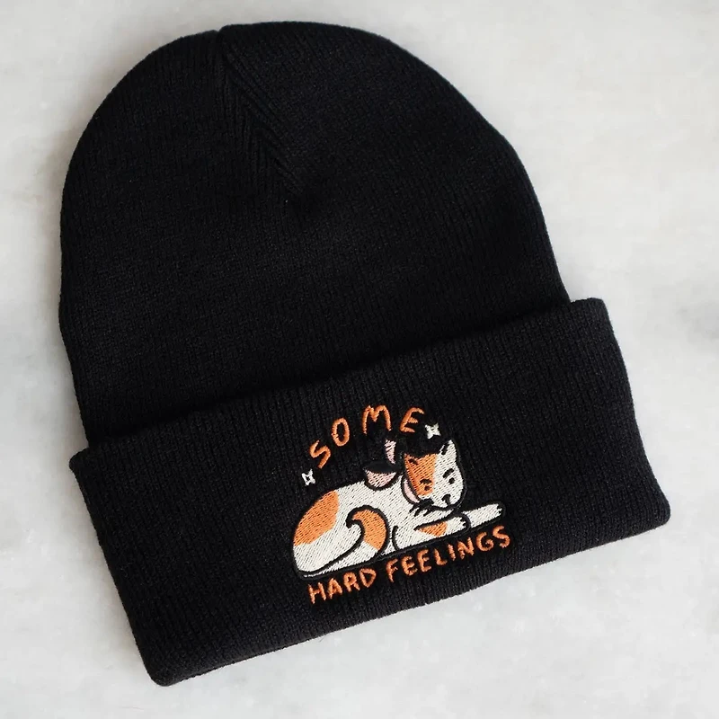 Some Hard Feelings Cat Beanie | Knit Embroidered Toque