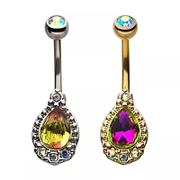 Beaded Teardrop Gem With 3 Bezel