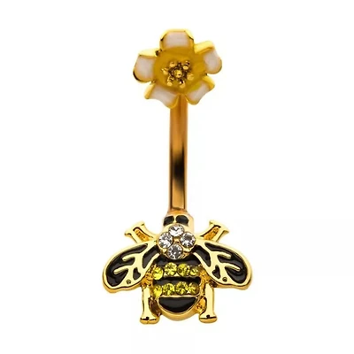 BEE W/ ENAMEL FLOWER NAVEL