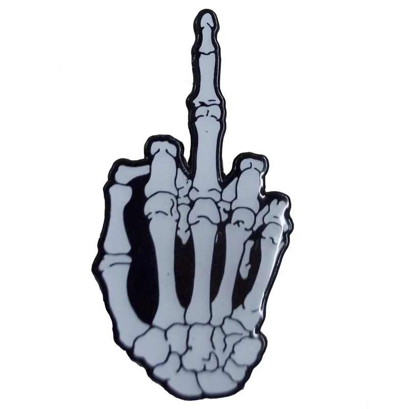 Skeleton Middle Finger Glow Enamel Pin