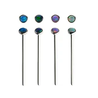Bezel Set Opal Bend To Fit Nose Stud 19g