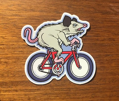Biking Opossum Sticker