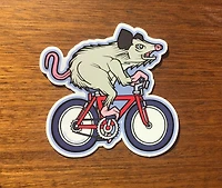 Biking Opossum Sticker