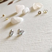 Binaural Opal And Rhinestone Stud Earrings