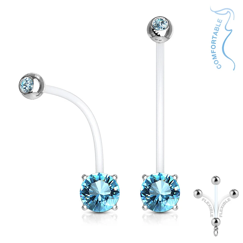 Bioflex Prong Round 7mm CZ Pregnancy Navel