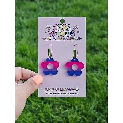 Bisexual Pride Flag Flower Earrings