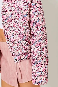 Floral Corduroy Print Puffer Jacket