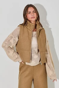 Textured Zip up Puffer Vest