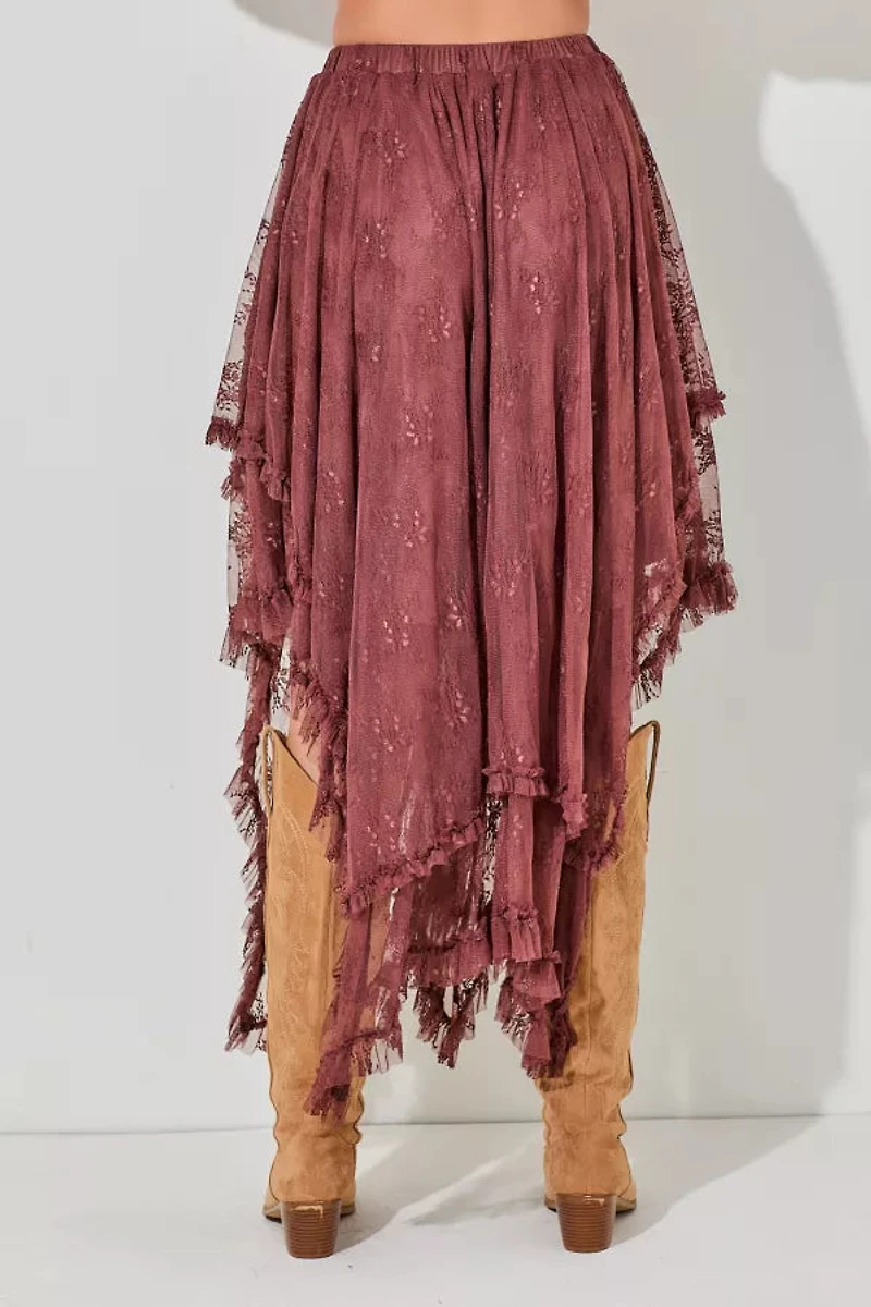 Embellished Lace Hem Skirt Plus